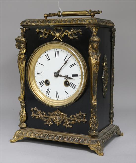 A French ebonised ormolu mantel clock